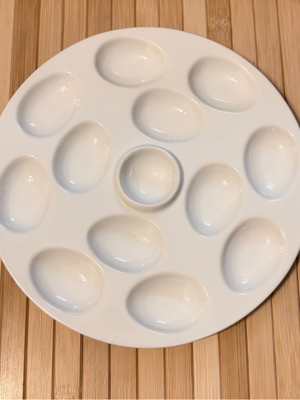 Deviled Egg Platter 12, Everyday White Porcelain And Center For Relish
